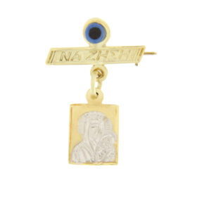 Safety pin with the Virgin Mary and evil eye K14 – PAR056