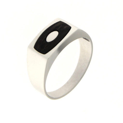 Ring with ebony in K14 white gold - RNG1130