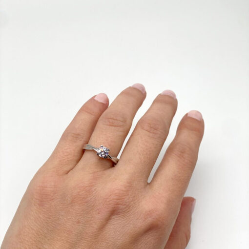 Solitaire ring K14 white gold - RNG1013