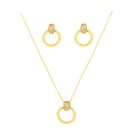 Jewelry set with zircons in K14 - SET001