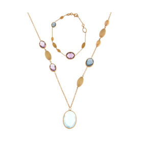 Chain jewelry set with zircon in K14 – SET008