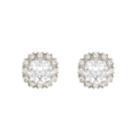 Stud rosette earrings with 14K zircon - SK090