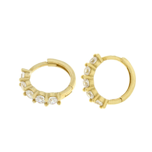 Hoop earrings with zircons in 14K gold - SK112