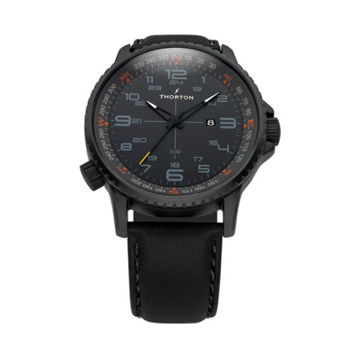 THORTON ρολόι Kalf Black PVD Leather Strap - 9202111