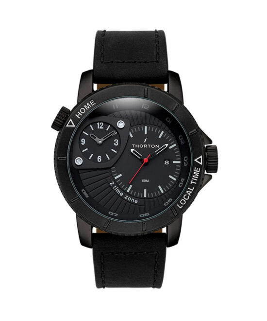 THORTON ρολόι Horik Black PVD Black Leather Strap - 9203112