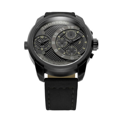 THORTON ρολόι Vidar Dual Time & Chronograph Black Metal - 9001112