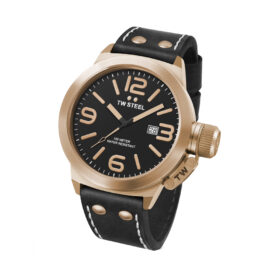 TW Steel ρολόι Canteen Black Leather Strap Rose Gold - CS72