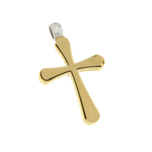 Γυναικείος σταυρός διπλής όψης με ζιργκόν Κ14 - STAVR062