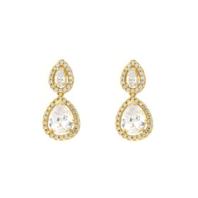 Hanging earrings with two rosettes with 14K zircon – SK156