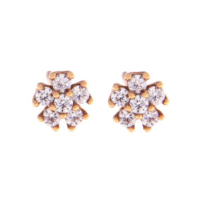 Stud earrings flower with zircon 14K – SK150