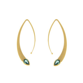 Modern gold hanging earrings with aqua marine 14K – SK005