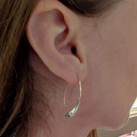Modern gold hanging earrings with aqua marine 14K – SK005
