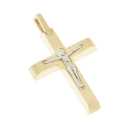 Double-sided baptismal cross for boy K14 gold – STAV019
