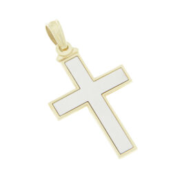 Two-tone baptismal cross for boy gold K14 – STAV018