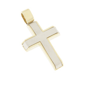 Two-tone baptismal cross for boy gold K14 – STAV014
