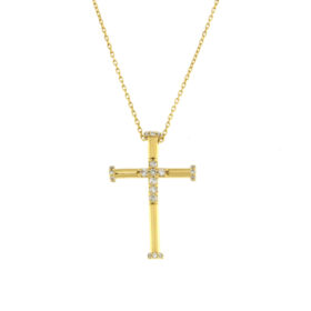 Women's gold cross with diamonds K18 – STAVR072