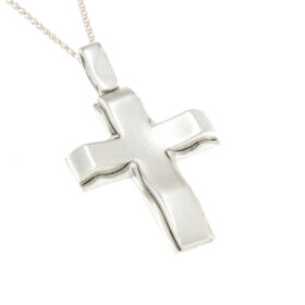 Baptismal cross for boy single-sided white gold K14 – STAVR168