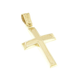 Baptismal cross for boy single-sided gold K14 – STAVR166