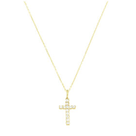 Women's gold cross with white zircons K14 – STAVR228