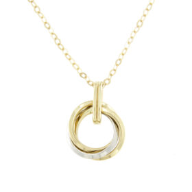 Modern necklace with circular elements K14 gold – NCK045