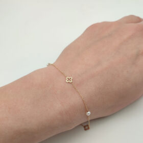 Bracelet with pearls and crosses gold K14 – BRAX097