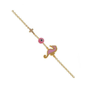 Children's bracelet for girls with a unicorn and an evil eye made of K9 gold - BRAX043