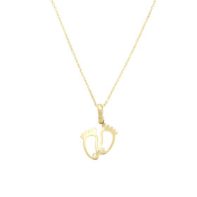 Necklace with baby foots and zircon gold K14 – NCK065