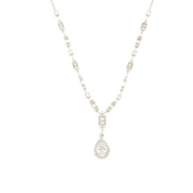 Necklace with zircon white gold K14 – NCK069