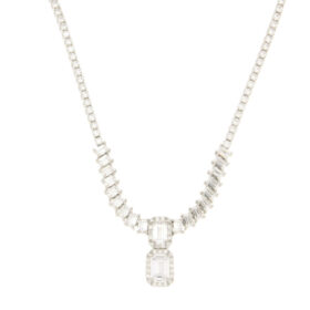 Necklace with zircon white gold K14 – NCK068
