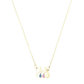 Family necklace with enamel boy and girl with K14 gold – NCK059