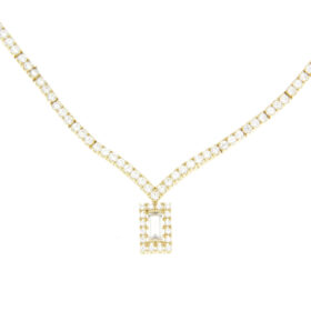 Rosette riviera necklace with zircon K14 gold – NCK054