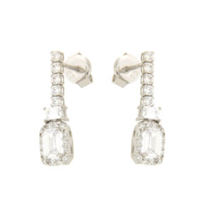 Rosette Hanging earrings 14K white gold zircon – SK198