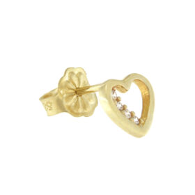 Stud heart earrings with white zircons 14K gold – SK172