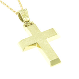 Triantos baptismal cross for boy K14 gold – STAVR285