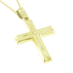 Triantos baptismal cross for boy K14 gold – STAVR288