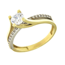 Solitaire ring two-tone with zircon K14 – RNG1234
