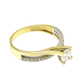 Solitaire ring two-tone with zircon K14 – RNG1234