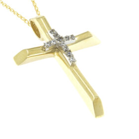 Val'oro baptismal cross gold for girl with zircon K14 – H0191ΚΛ