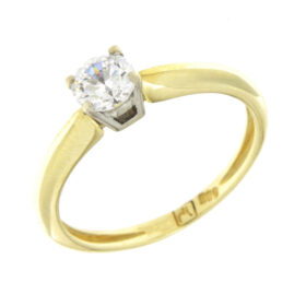 Solitaire two-tone ring with zircon K14 – RNG1245