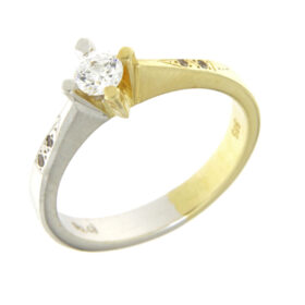 Solitaire two-tone ring with zircon K14 – RNG1252