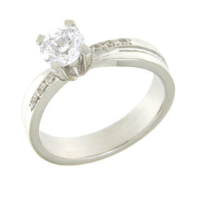 Solitaire white gold ring with zircon K14 – RNG1244