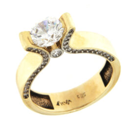 Solitaire gold ring with zircon K14 – RNG1257