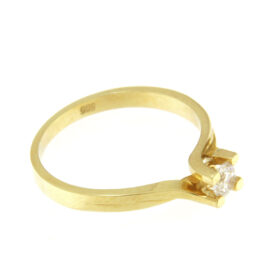 Solitaire ring gold twisted with zircon K14 – RNG1256