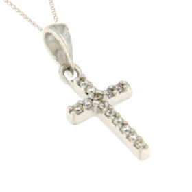 Women's white gold cross with white zircons K14 – STAVR321