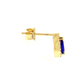 Blue Zircon Rosette Stud Earrings 14K Gold – SK241