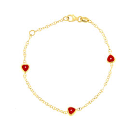 Children's bracelet for girls with hearts K14 gold - BRAX149