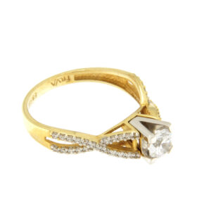 Solitaire two-tone ring with zircon K14 – RNG1265