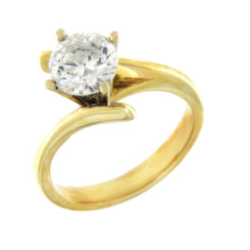 Solitaire ring gold twisted with zircon K14 – RNG1270