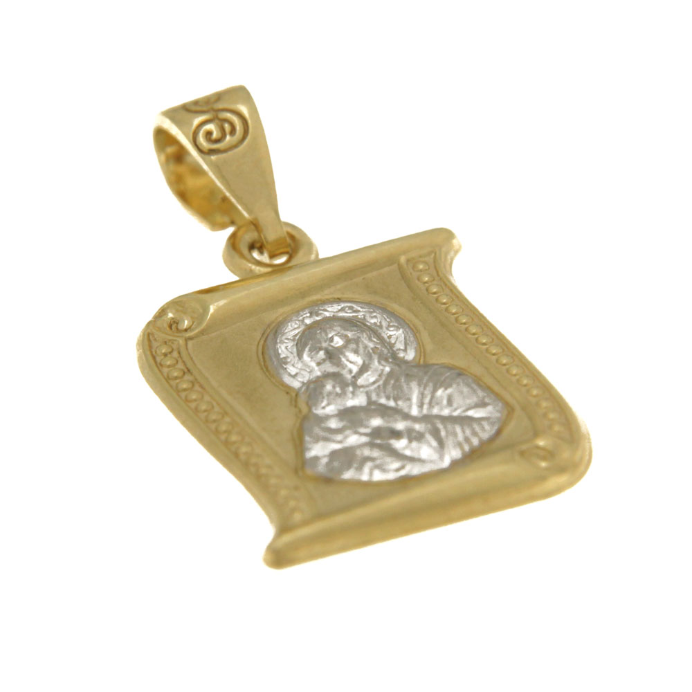 Φυλαχτό με Παναγία και Χριστούλι δίχρωμο K14 – PAN050