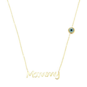 Mommy necklace with evil eye K9 gold – NCK070